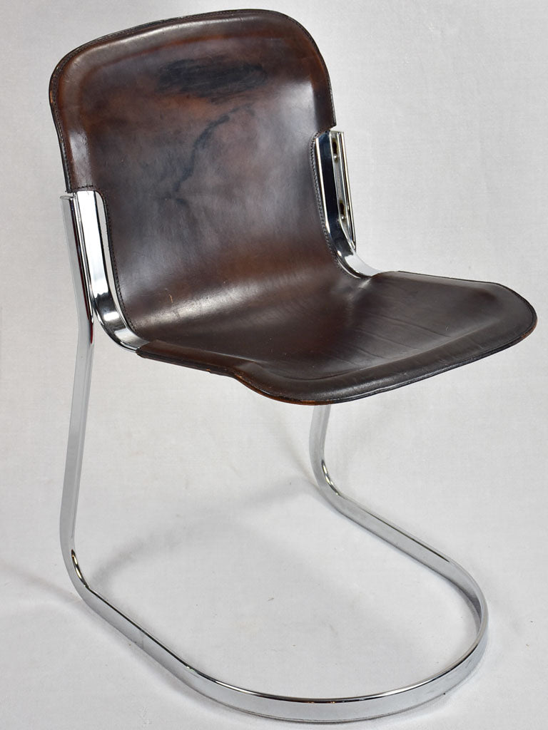 Set of four Willy Rizzo leather chairs