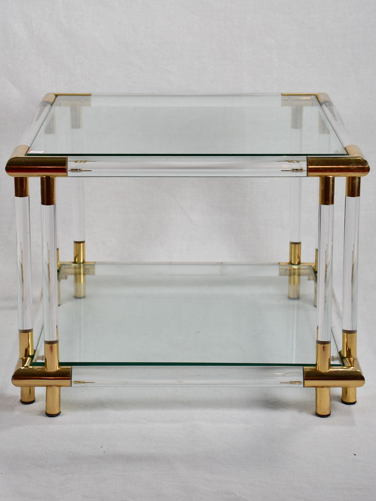 1970s square glass coffee table 18"