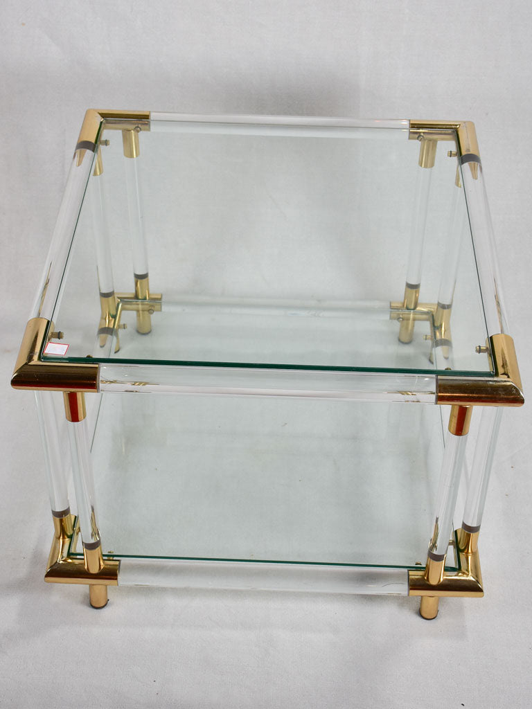 1970s square glass coffee table 18"