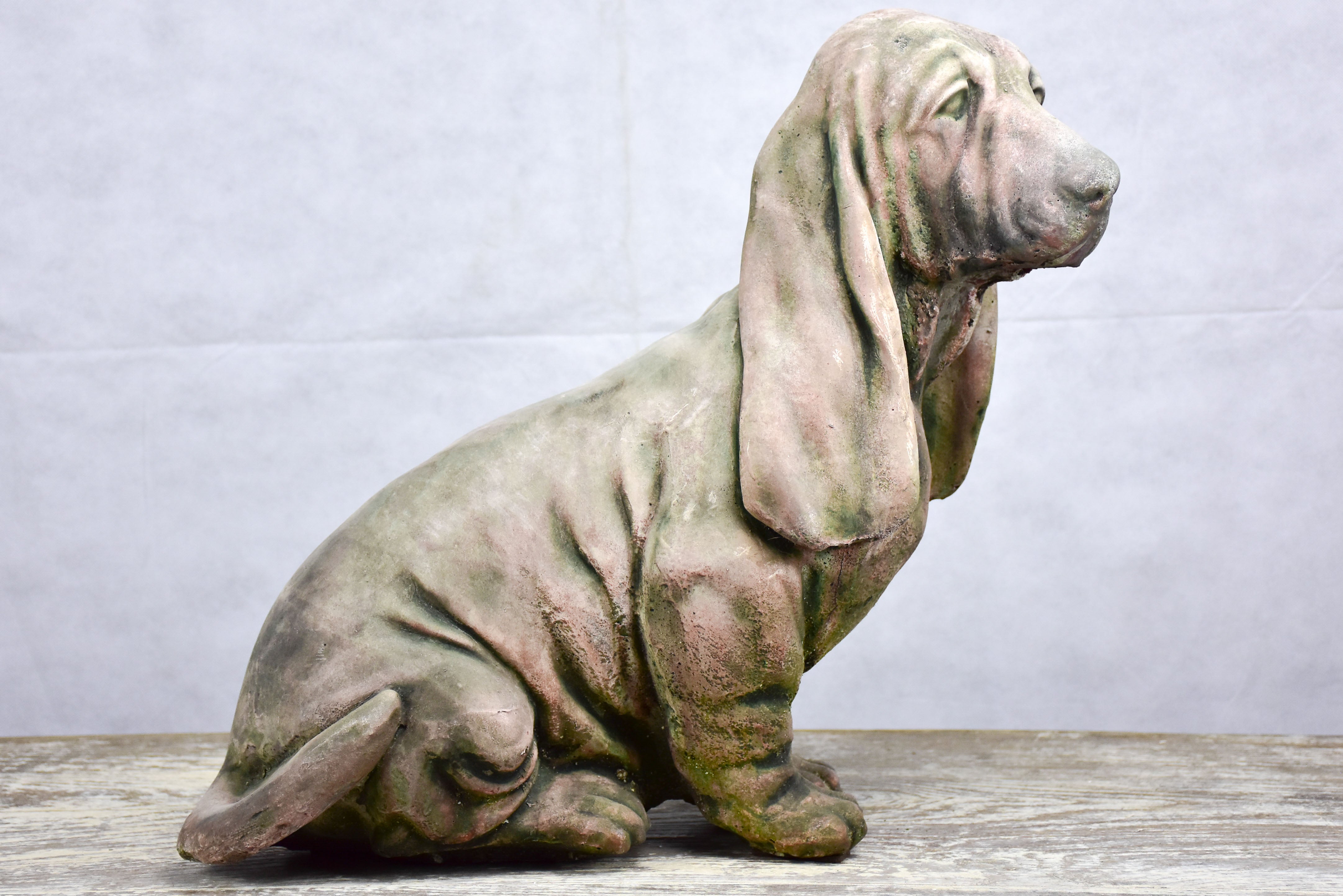 Vintage garden statue of a Basset Hound