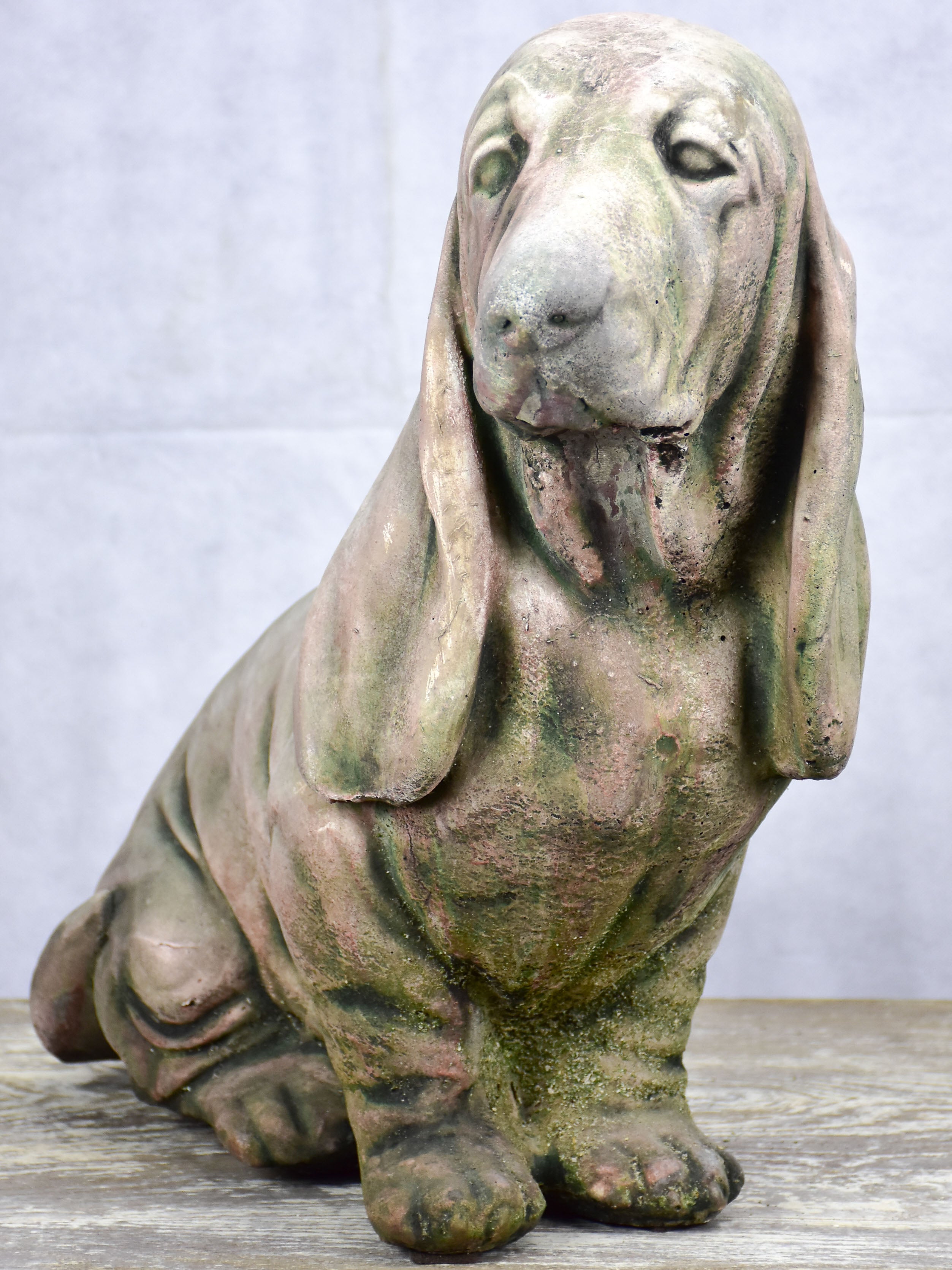 Vintage garden statue of a Basset Hound