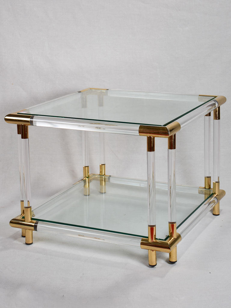 1970s square glass coffee table 18"