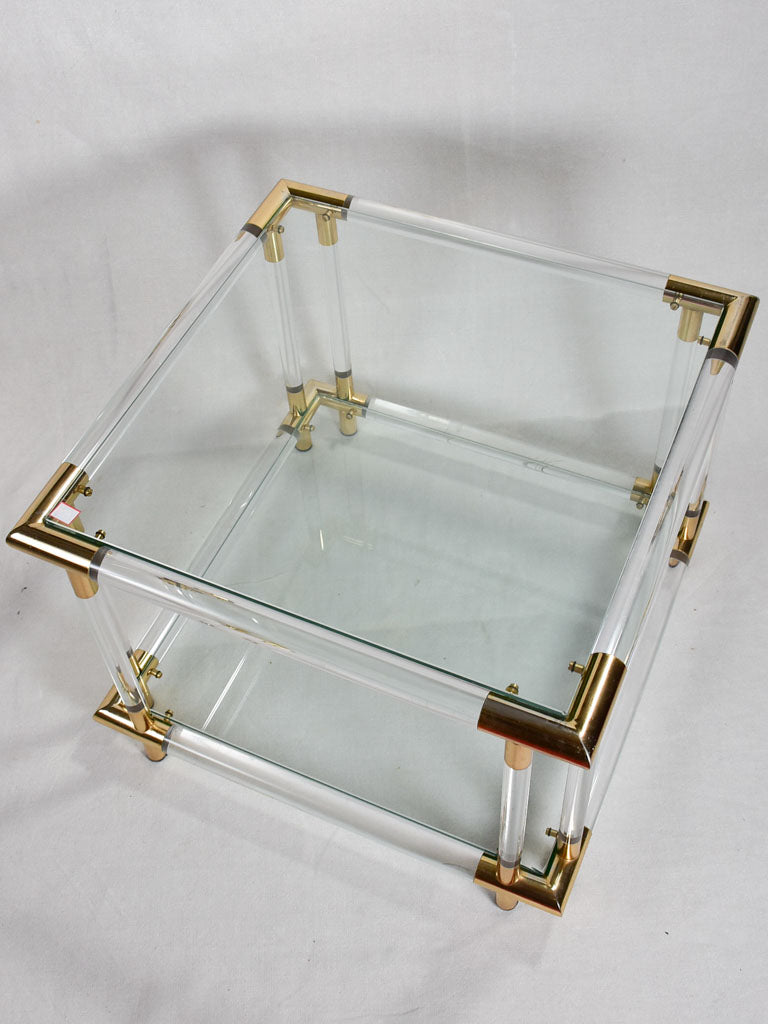 1970s square glass coffee table 18"