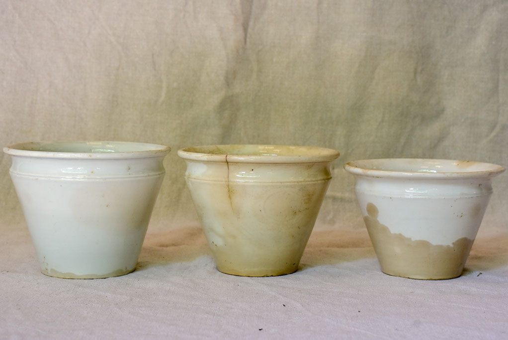 Collection of three antique French earthenware confiture pots