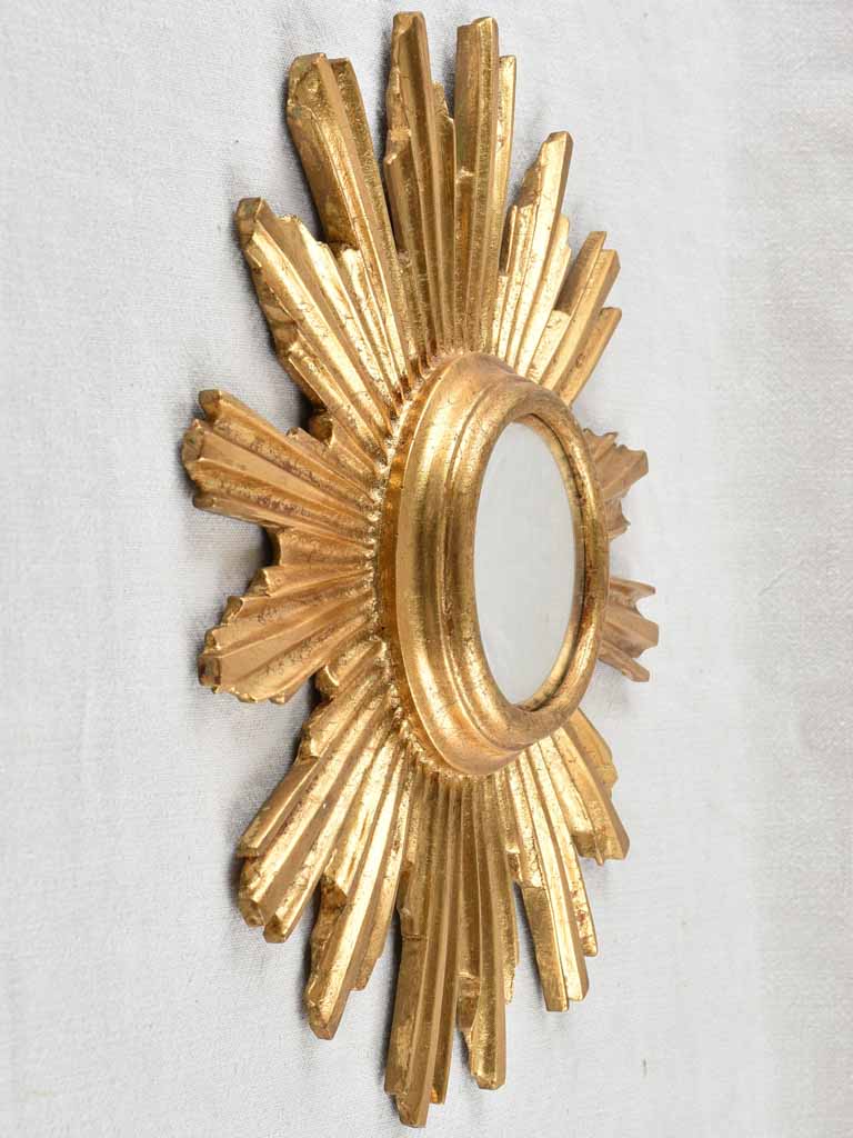 Vintage gold sunburst mirror - French 15¼"