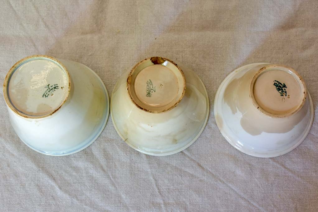 Collection of three antique French earthenware confiture pots