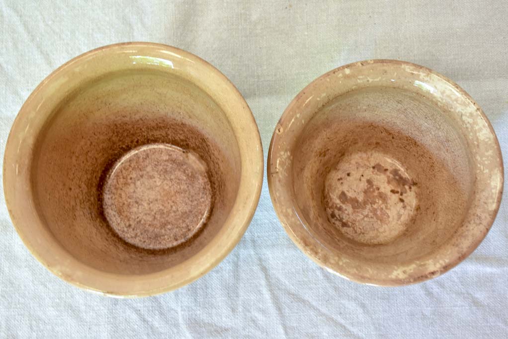 Two antique French earthenware confiture pots - brown