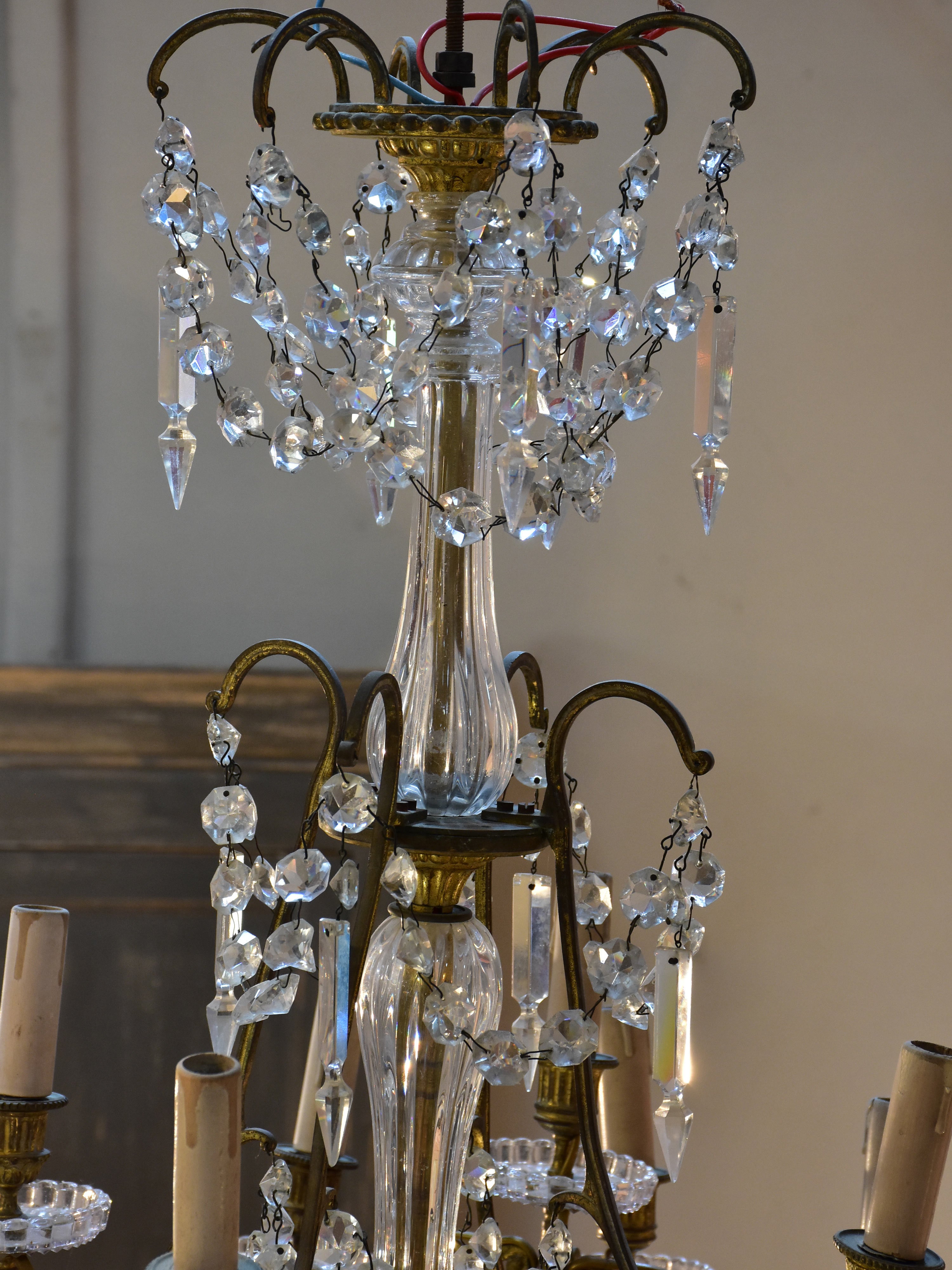 Bronze and glass chandelier - 16 light