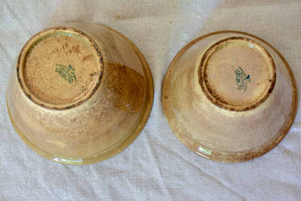 Two antique French earthenware confiture pots - brown