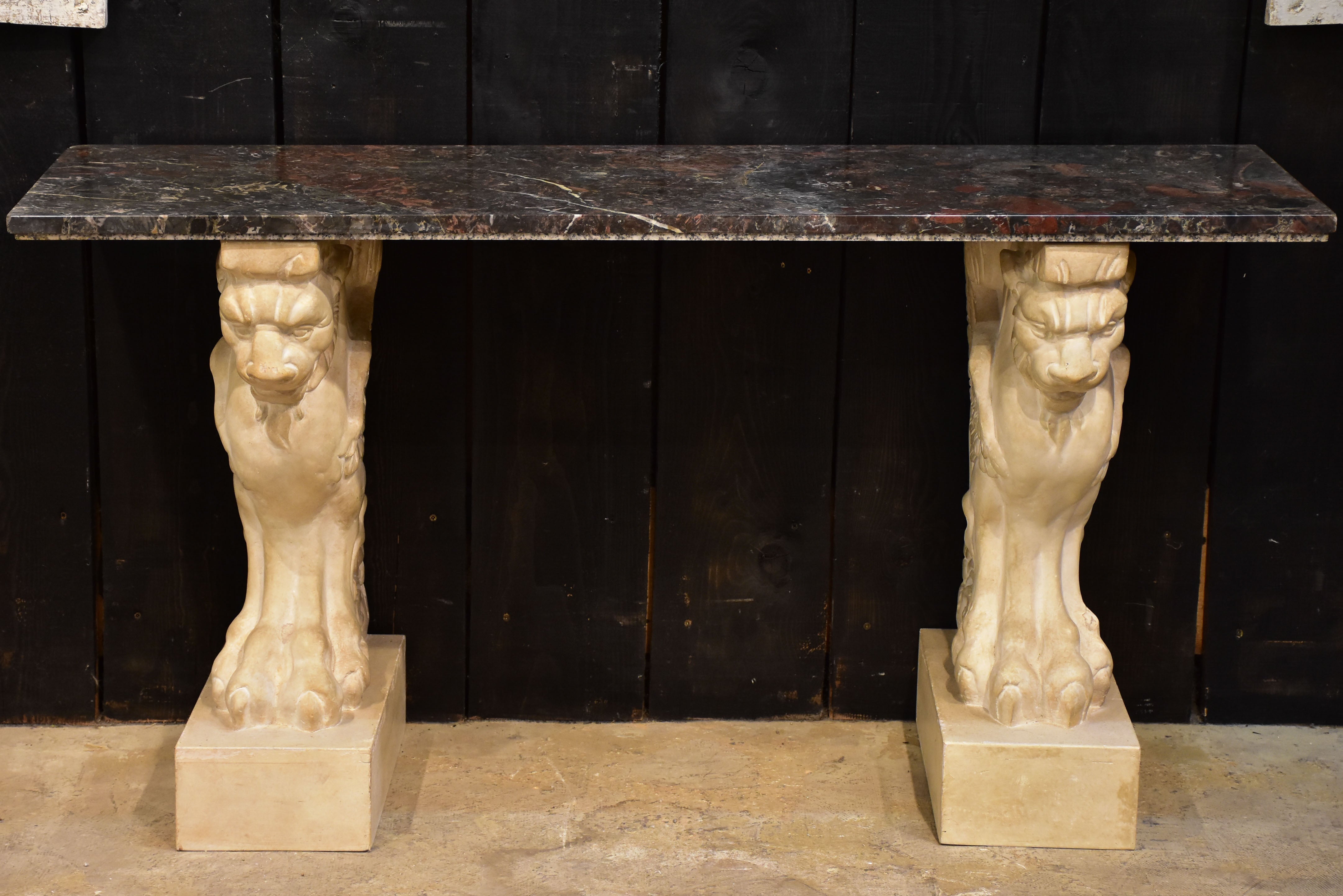 Vintage French marble console with sphinx base