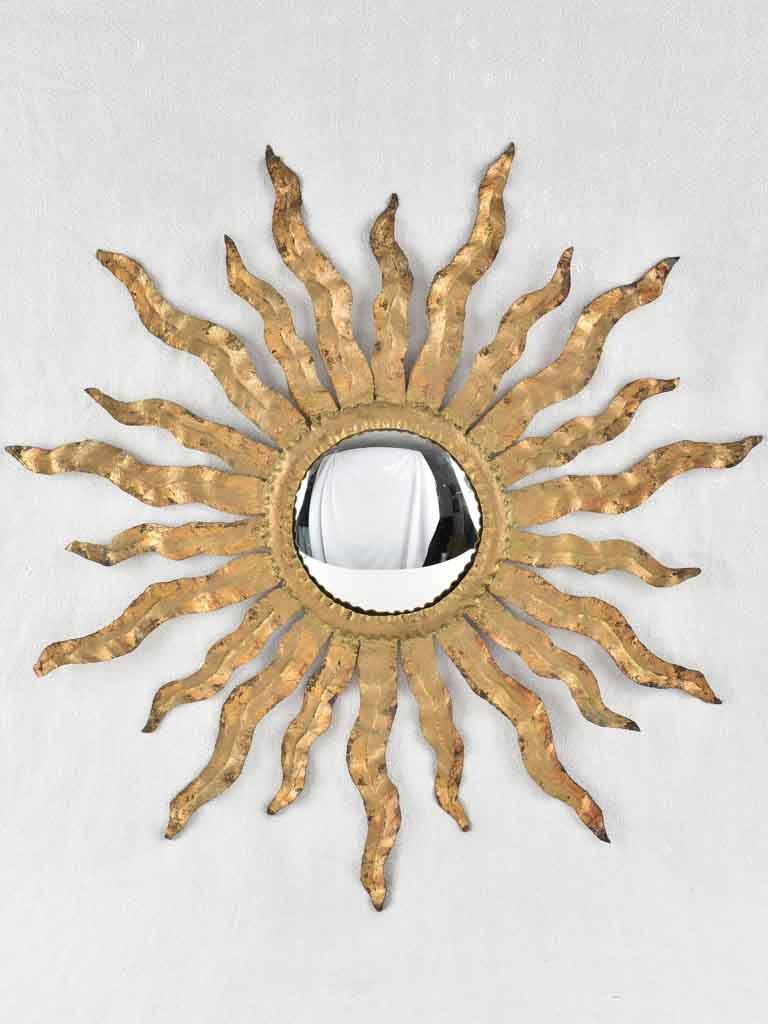 Vintage gold sunburst mirror - wavy rays - Spanish 27½"