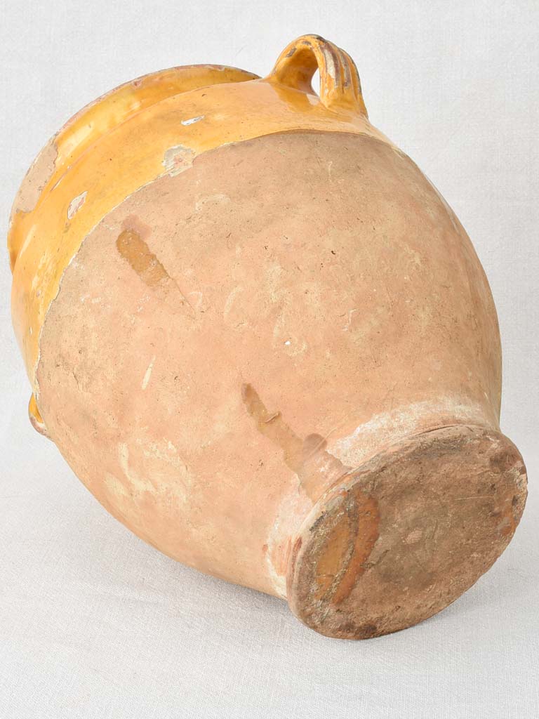 Very large French confit pot with yellow ocher glaze 13¾"