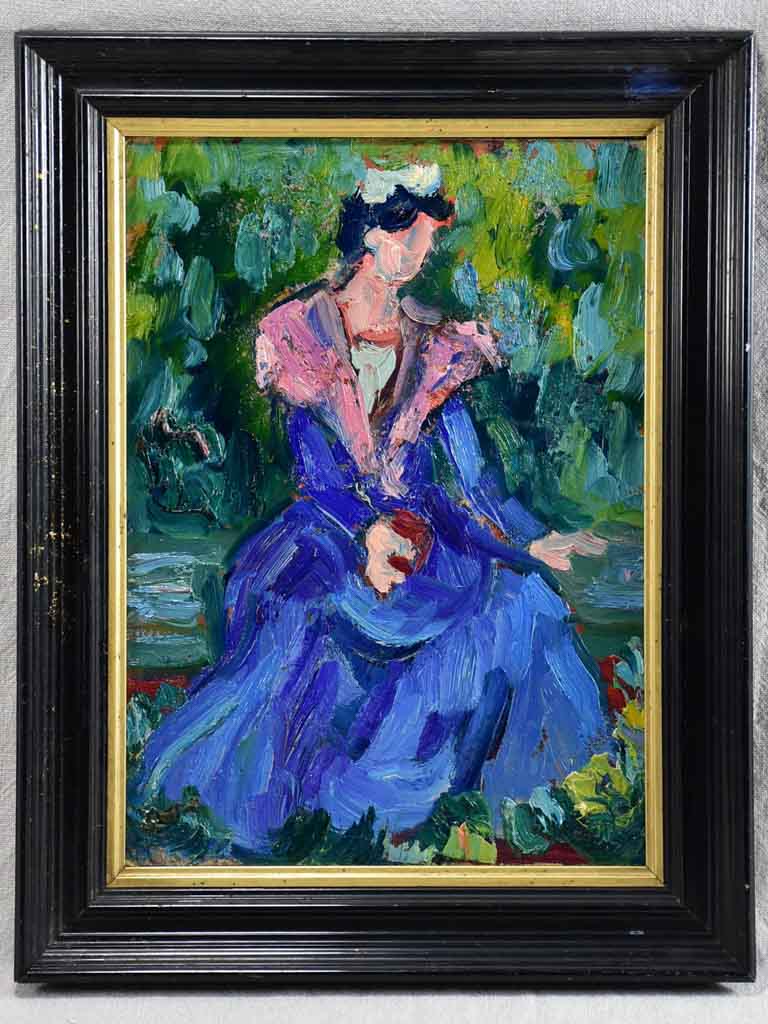 20th Century oil on card - Portrait of an Arlesian - Anna Costa 15" x 19"