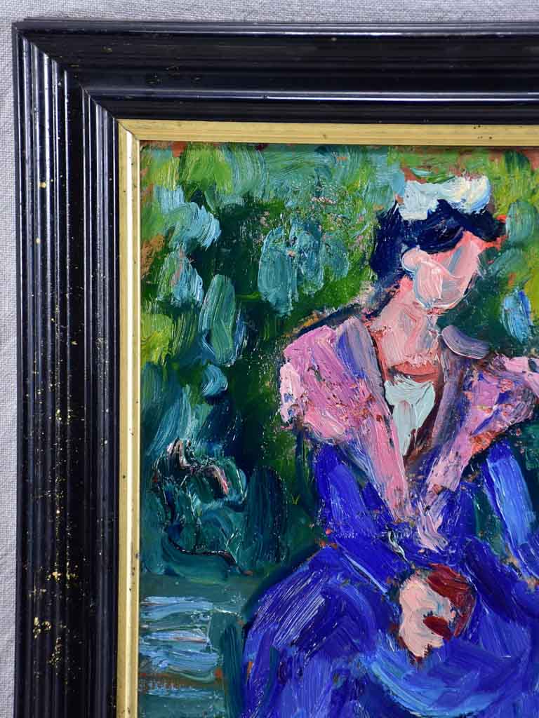 20th Century oil on card - Portrait of an Arlesian - Anna Costa 15" x 19"