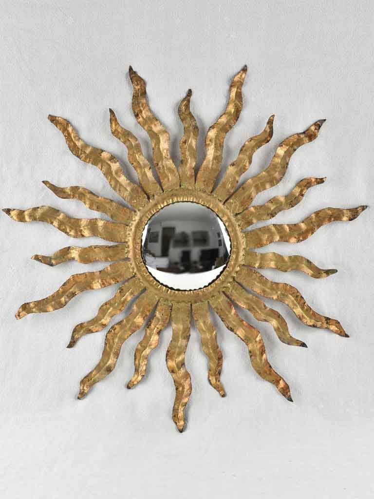 Vintage gold sunburst mirror - wavy rays - Spanish 27½"