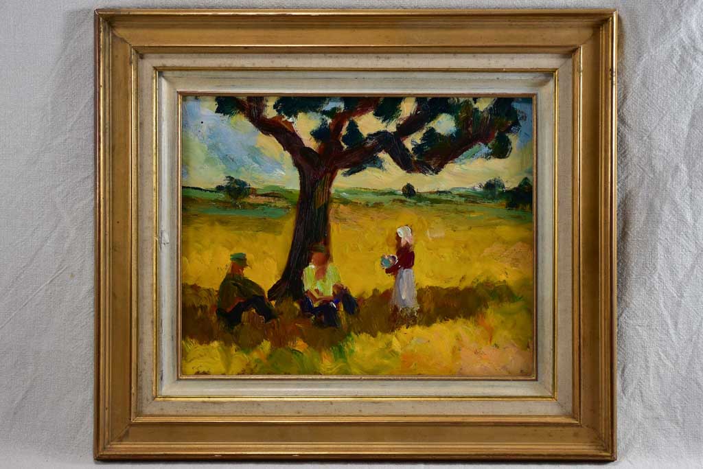 20th Century oil on board - Animated landscape - Anna Costa 19¾" x 22¾"