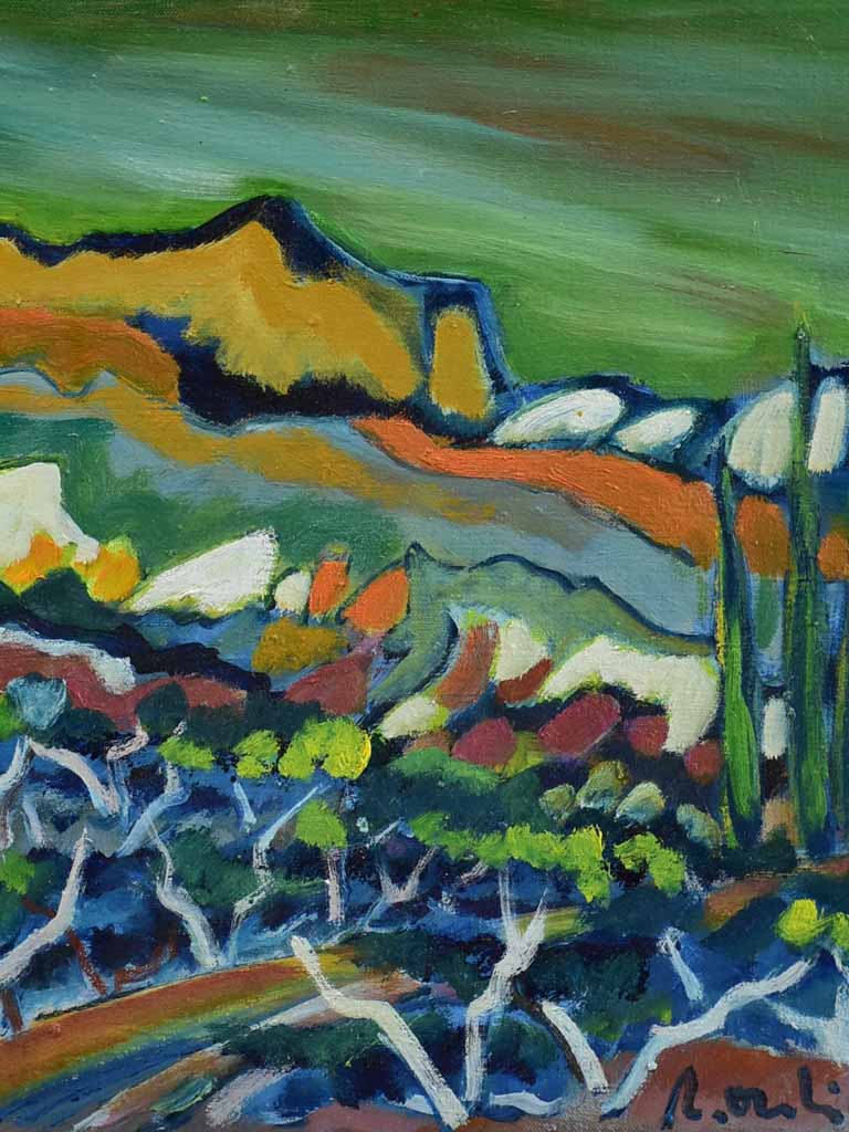 2012 Oil on canvas - Les Alpilles landscape with cypress - Roger Oulion 18½" x 20¾"