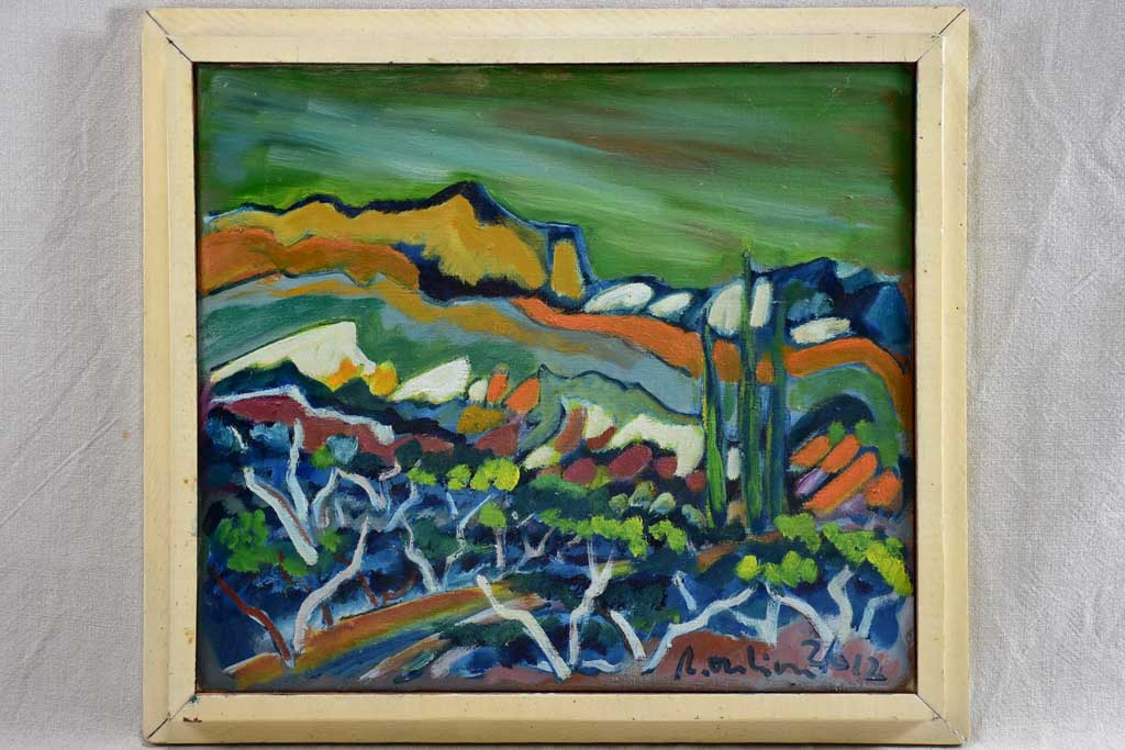 2012 Oil on canvas - Les Alpilles landscape with cypress - Roger Oulion 18½" x 20¾"