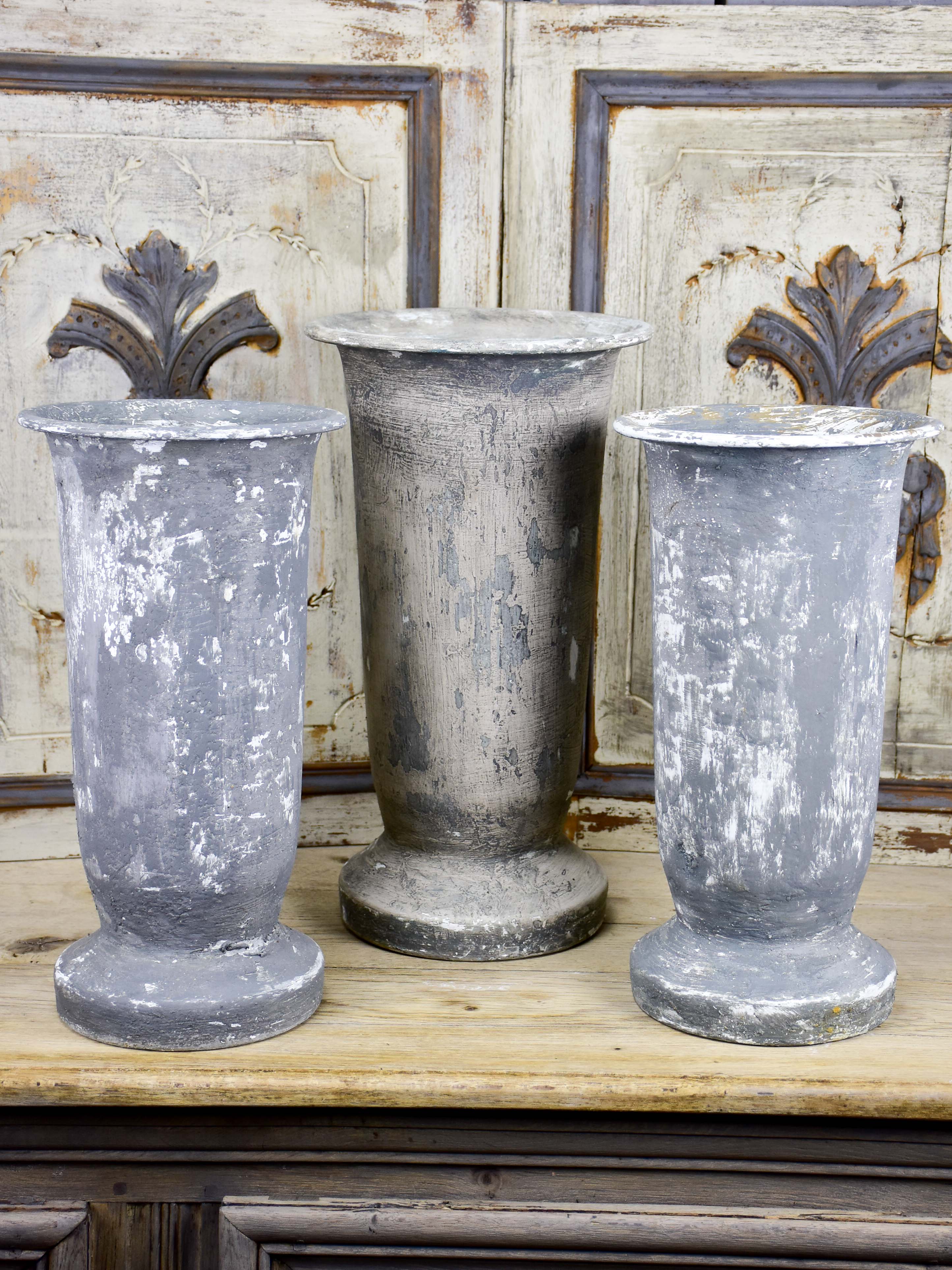 Three vintage French florist vases