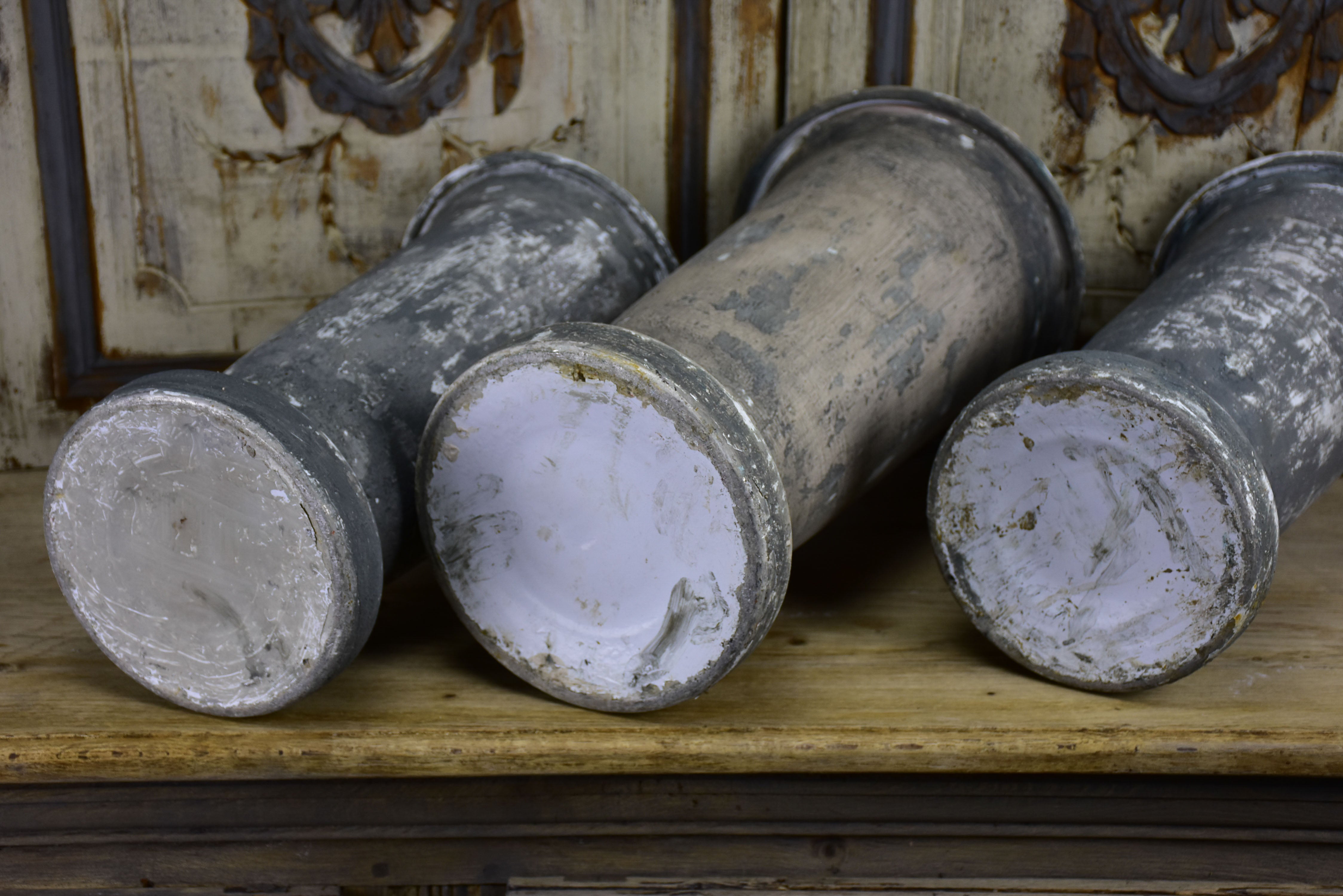 Three vintage French florist vases