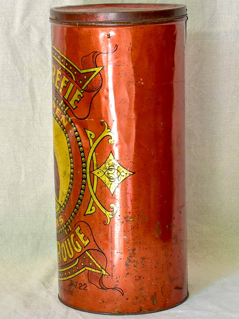 Large antique Belgian coffee tin - Torrefie 19¼"