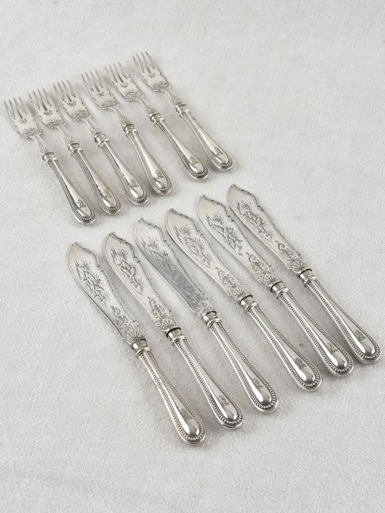 Victorian silverplate seafood flatware set