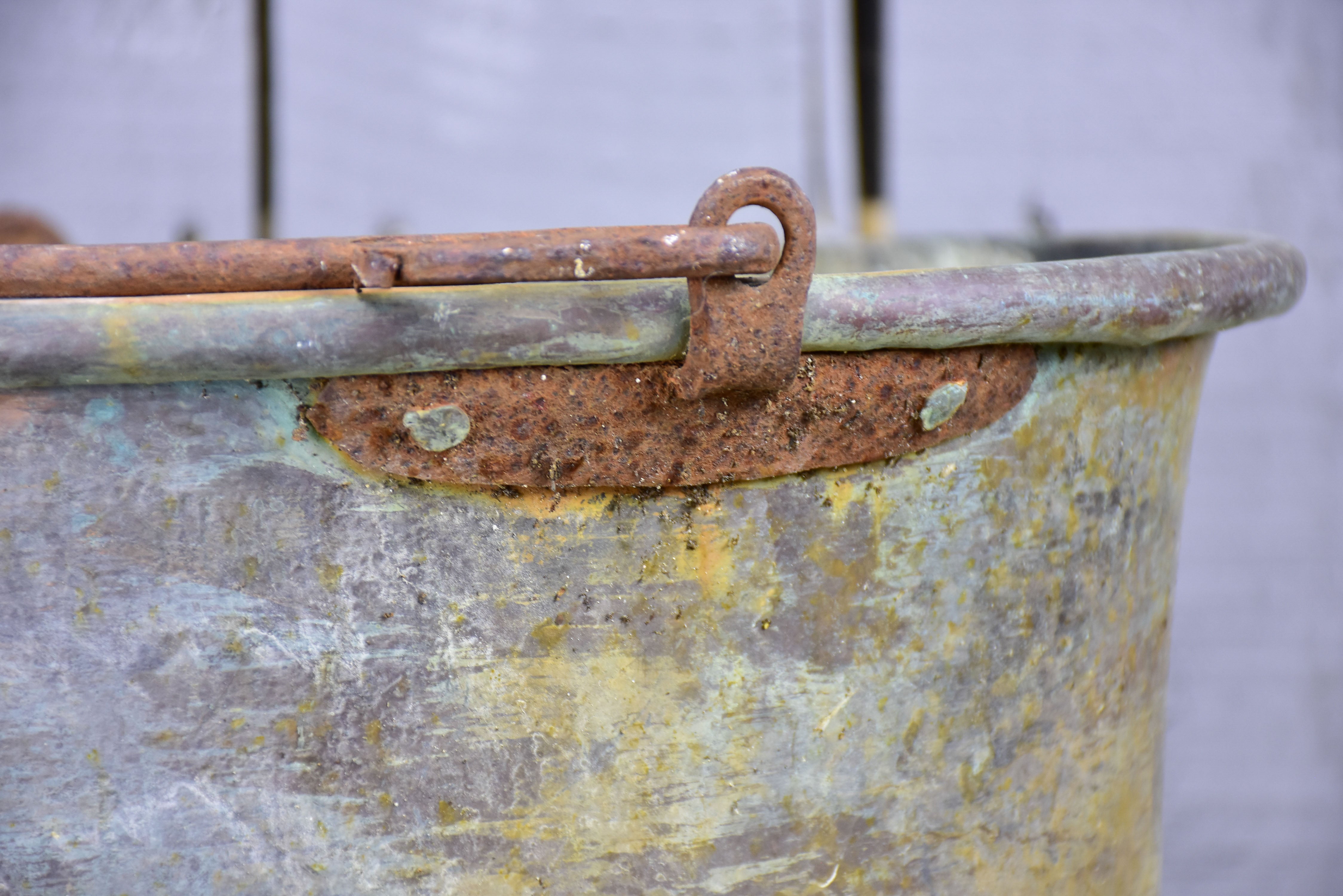 Vintage French copper bucket or chaudron