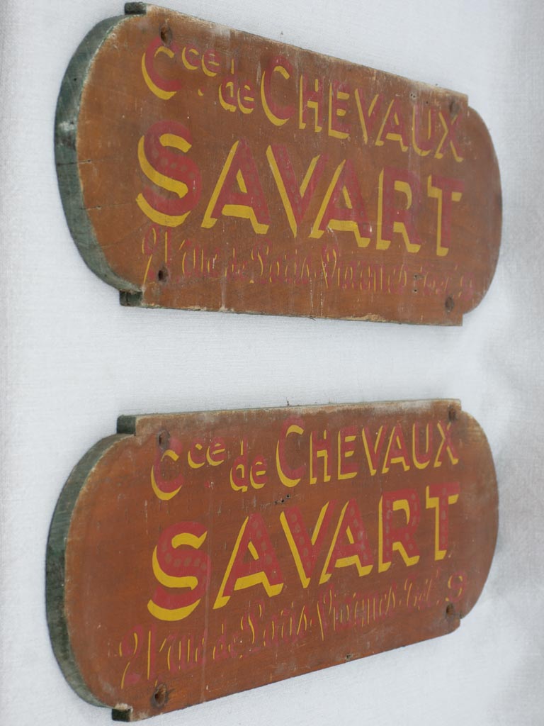 Two signs from horse stables - late 19th century 27¼" x