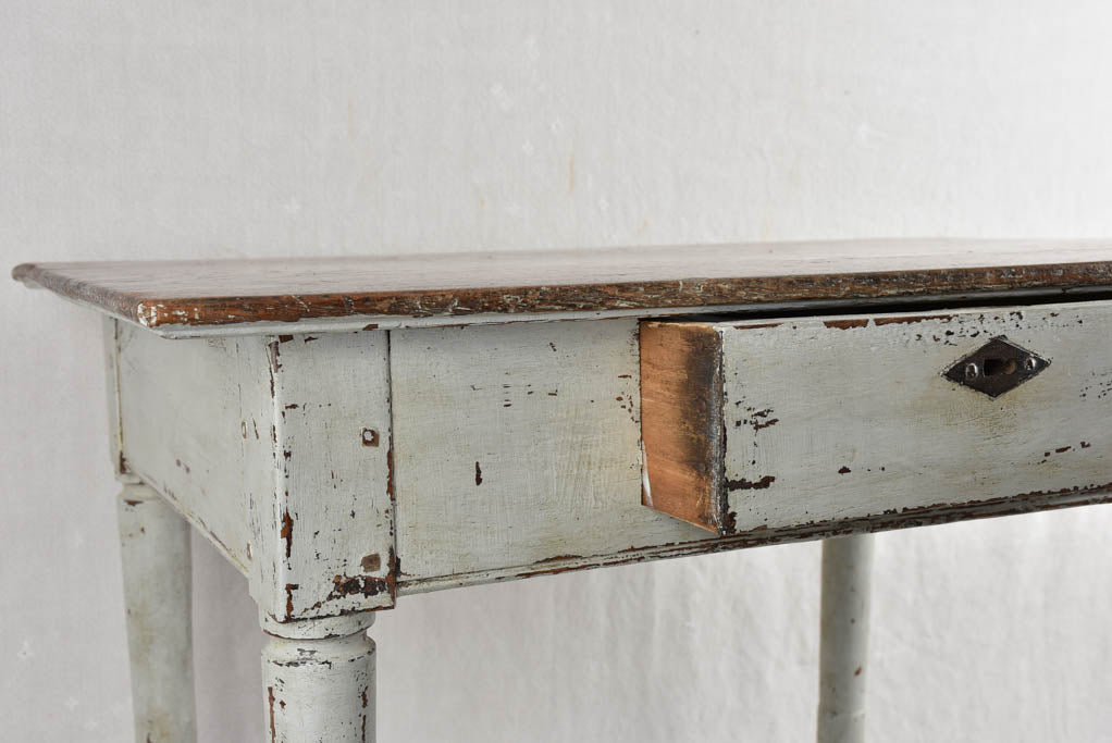 Historic elm desk in blue-gray hue