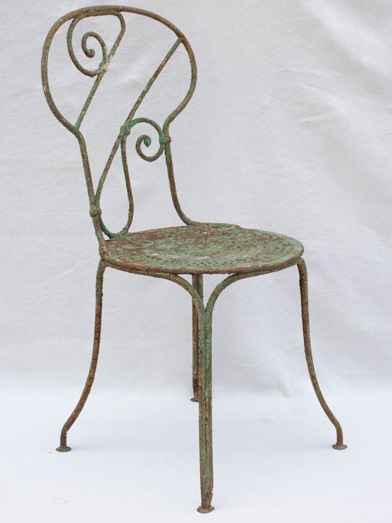 19th century French garden chair with green patina