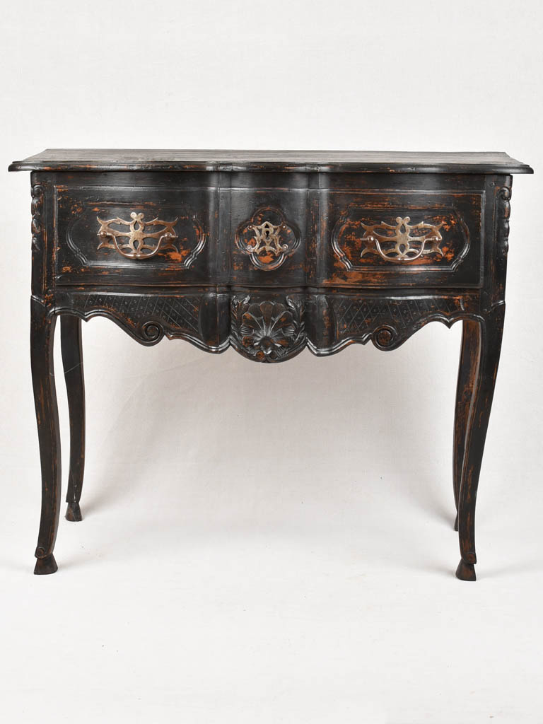 Historic Black Paint Finished Walnut Commode