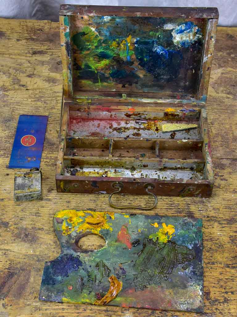 Antique French artist's paint box with palette - petite – Chez Pluie