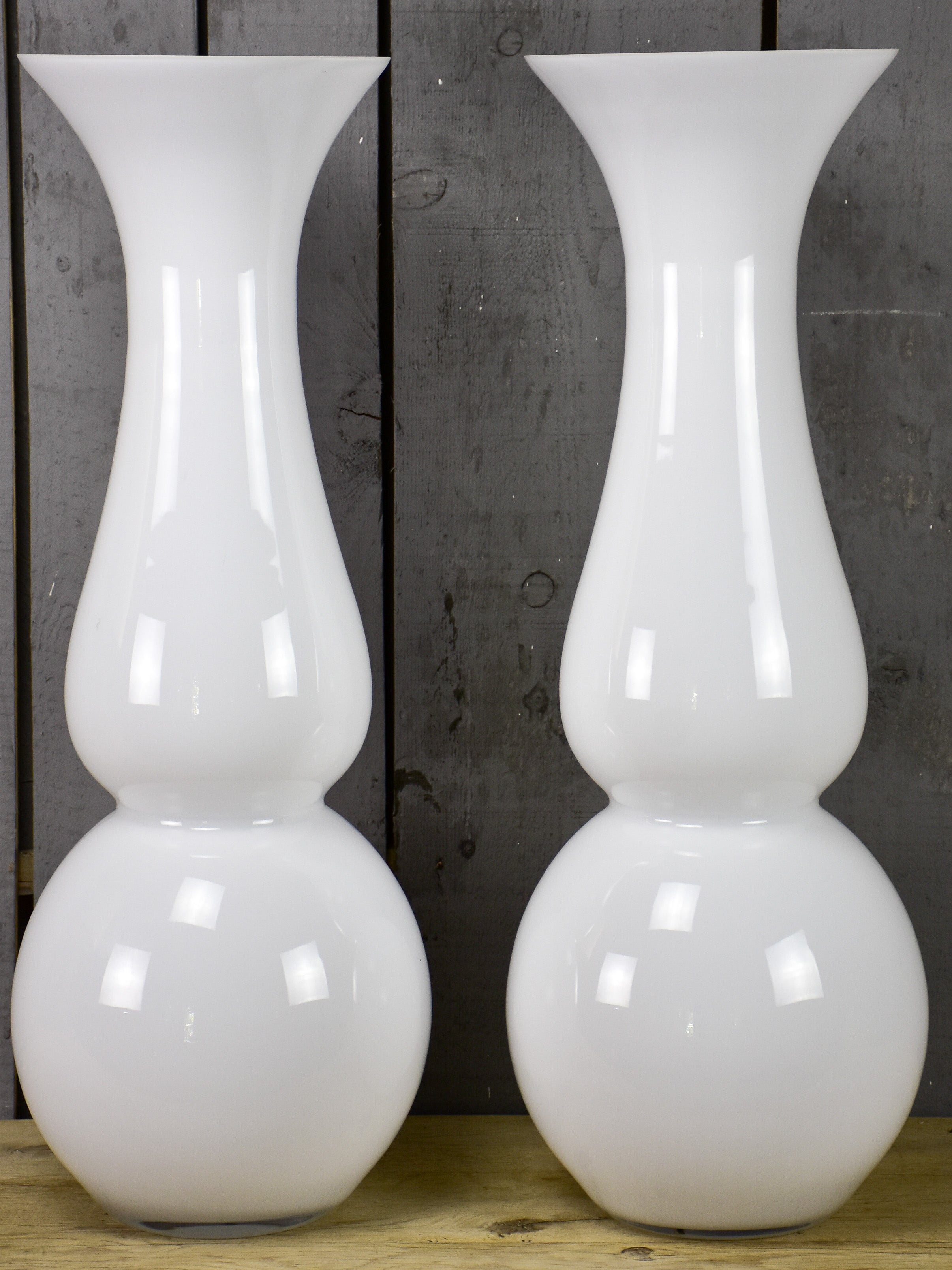 Vintage pair of extra-large white vases