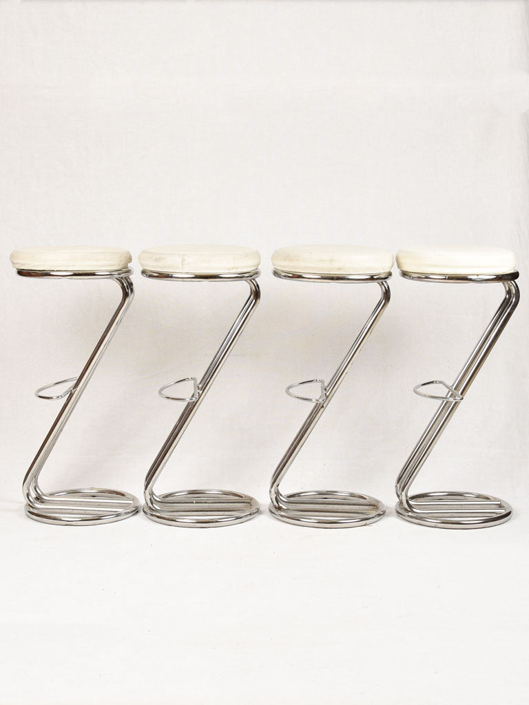 Vintage white chrome bar stalls set