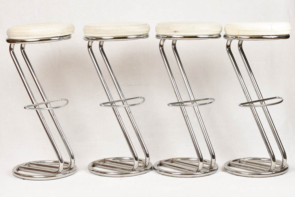 Aged white chrome stool set