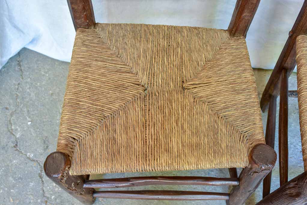 Pair of 18th Century French farm chairs with straw seats