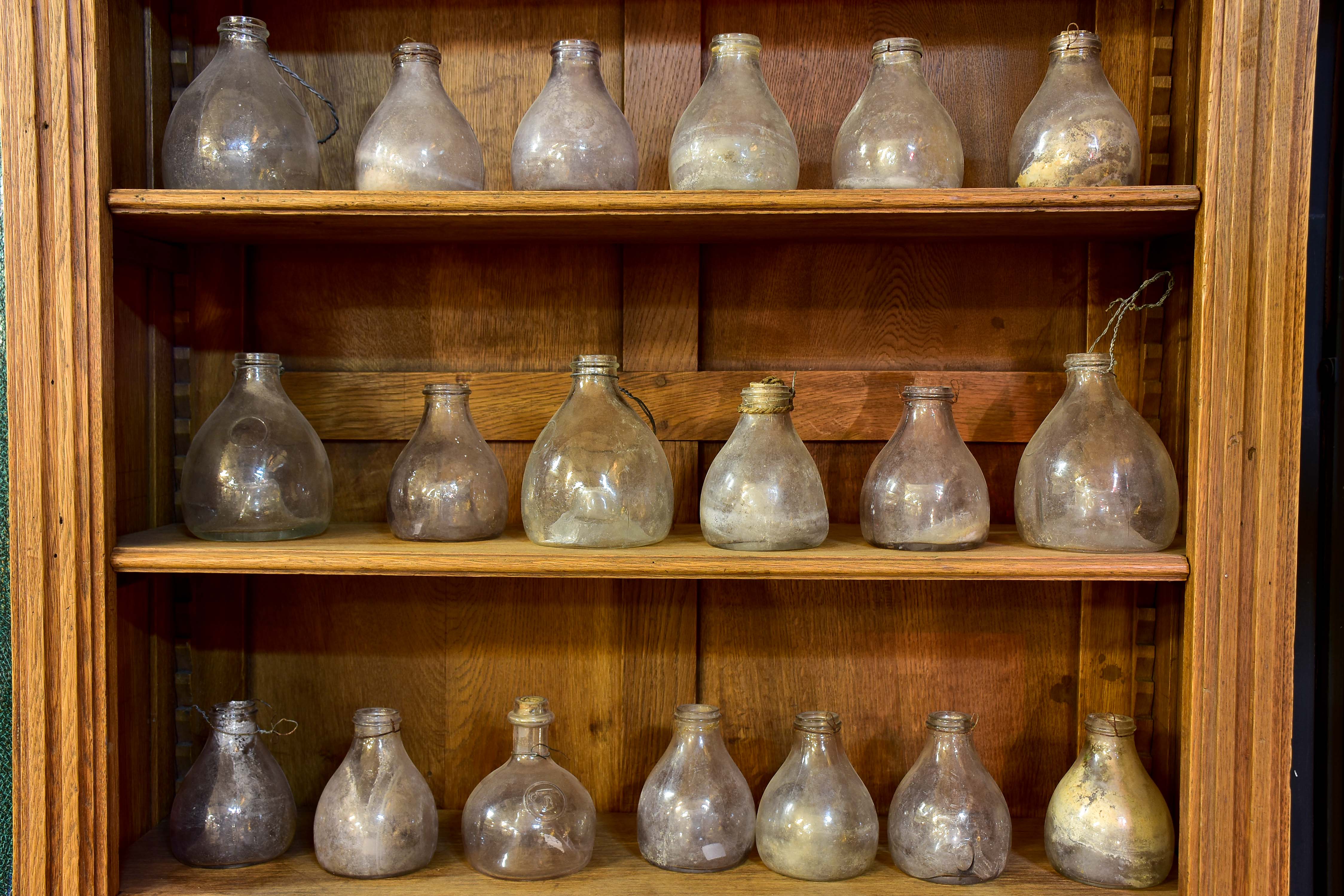 Collection of 5 antique French fly trap bottles