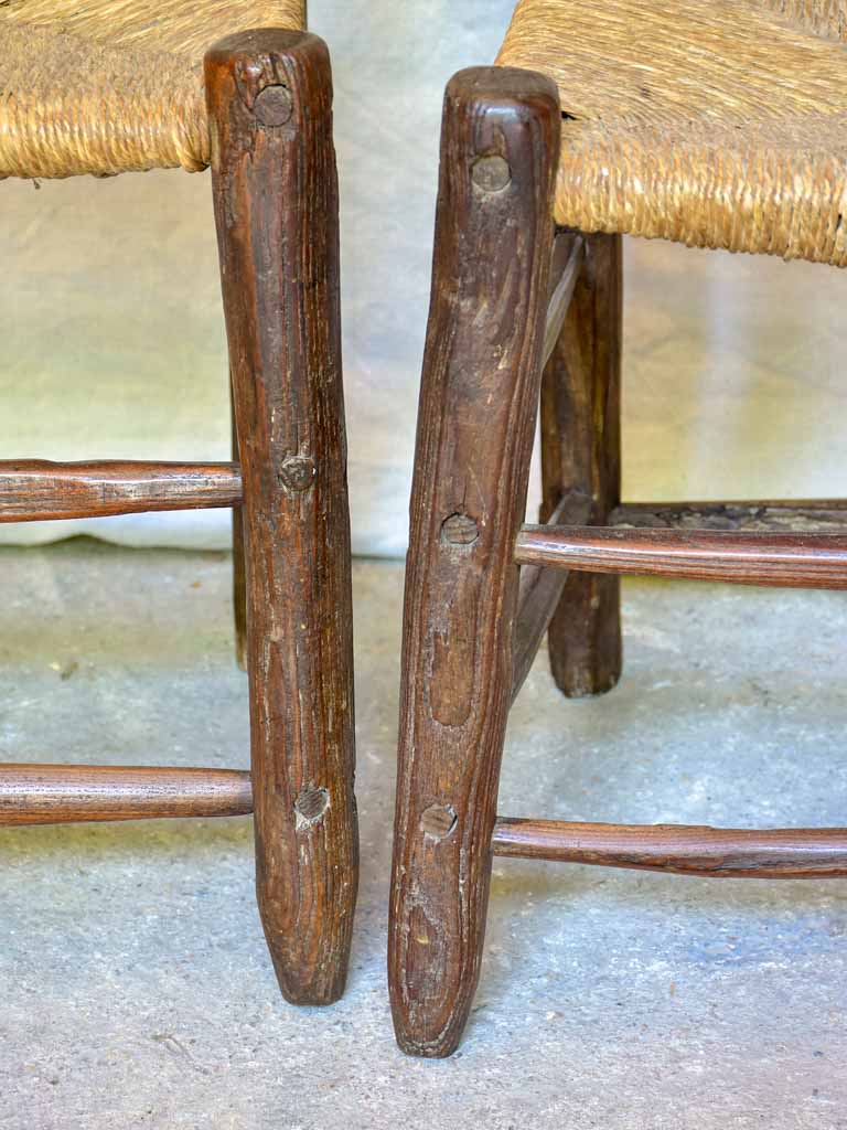 Pair of 18th Century French farm chairs with straw seats