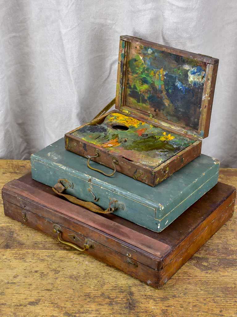 Vintage Wooden Artist Paint Box, Antique Paint Box, Large Artist