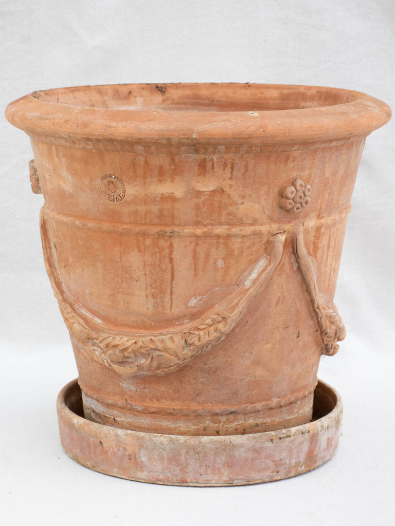 Vintage Biot terracotta planter with saucer