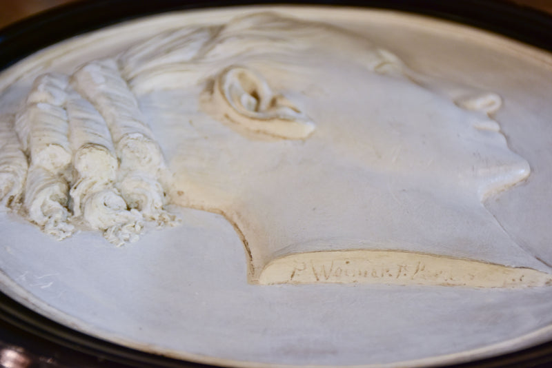 19th century Napoleon III plaster medallion - woman's profile