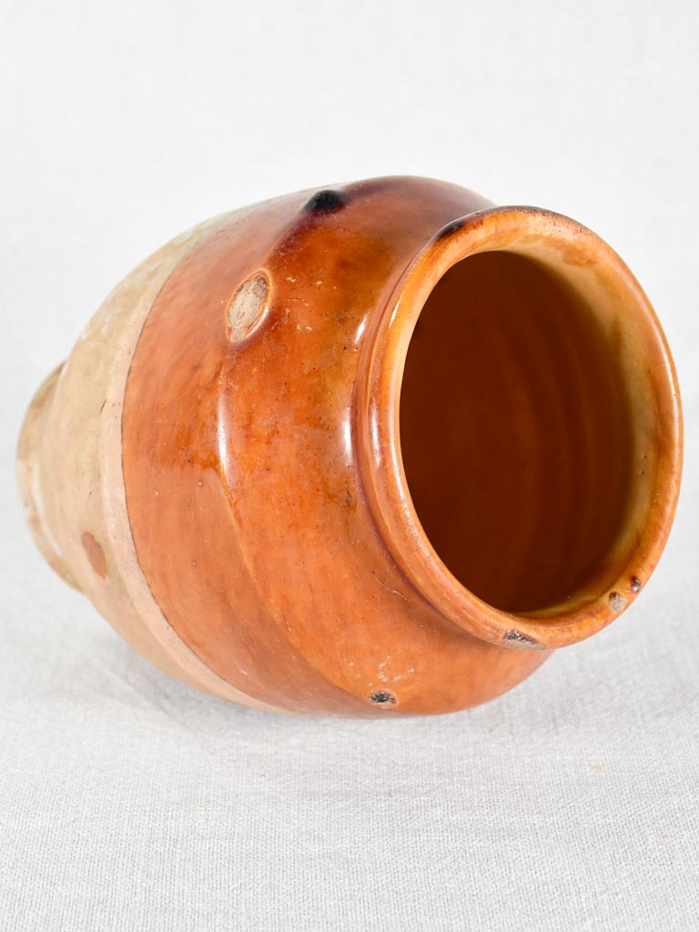 Antique French confit pot with brown glaze