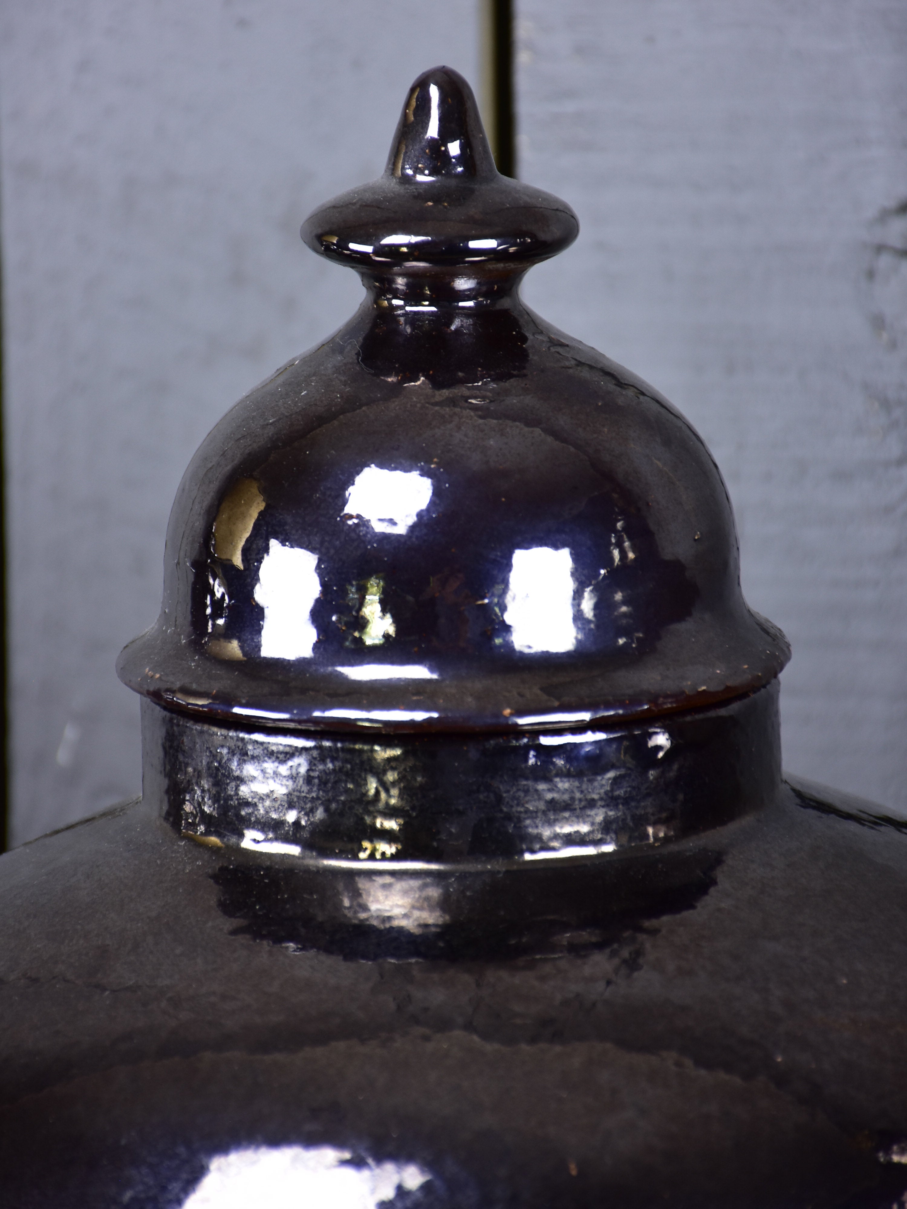 Three very large urns with enamel varnish