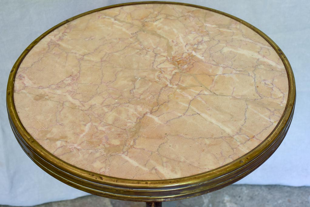 Early 20th-century bistro table with marble top and cast iron base