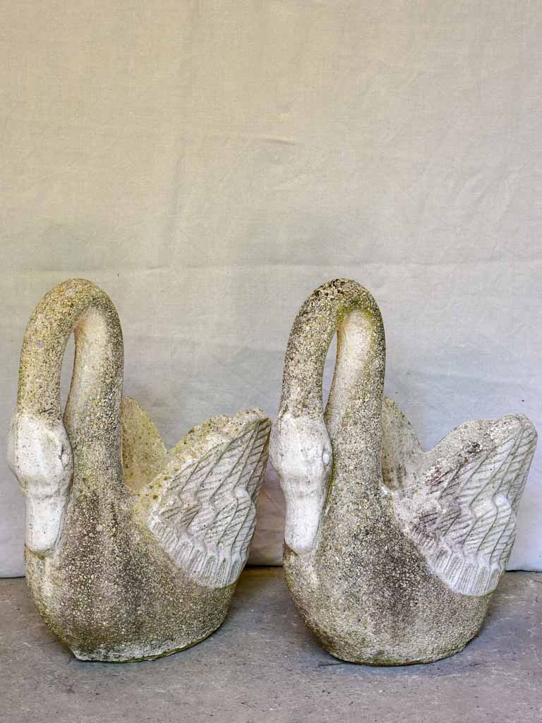 Pair of 1970's French swan garden planters