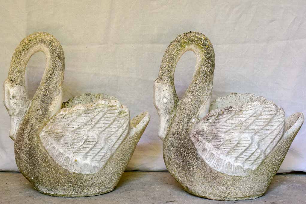 Pair of 1970's French swan garden planters