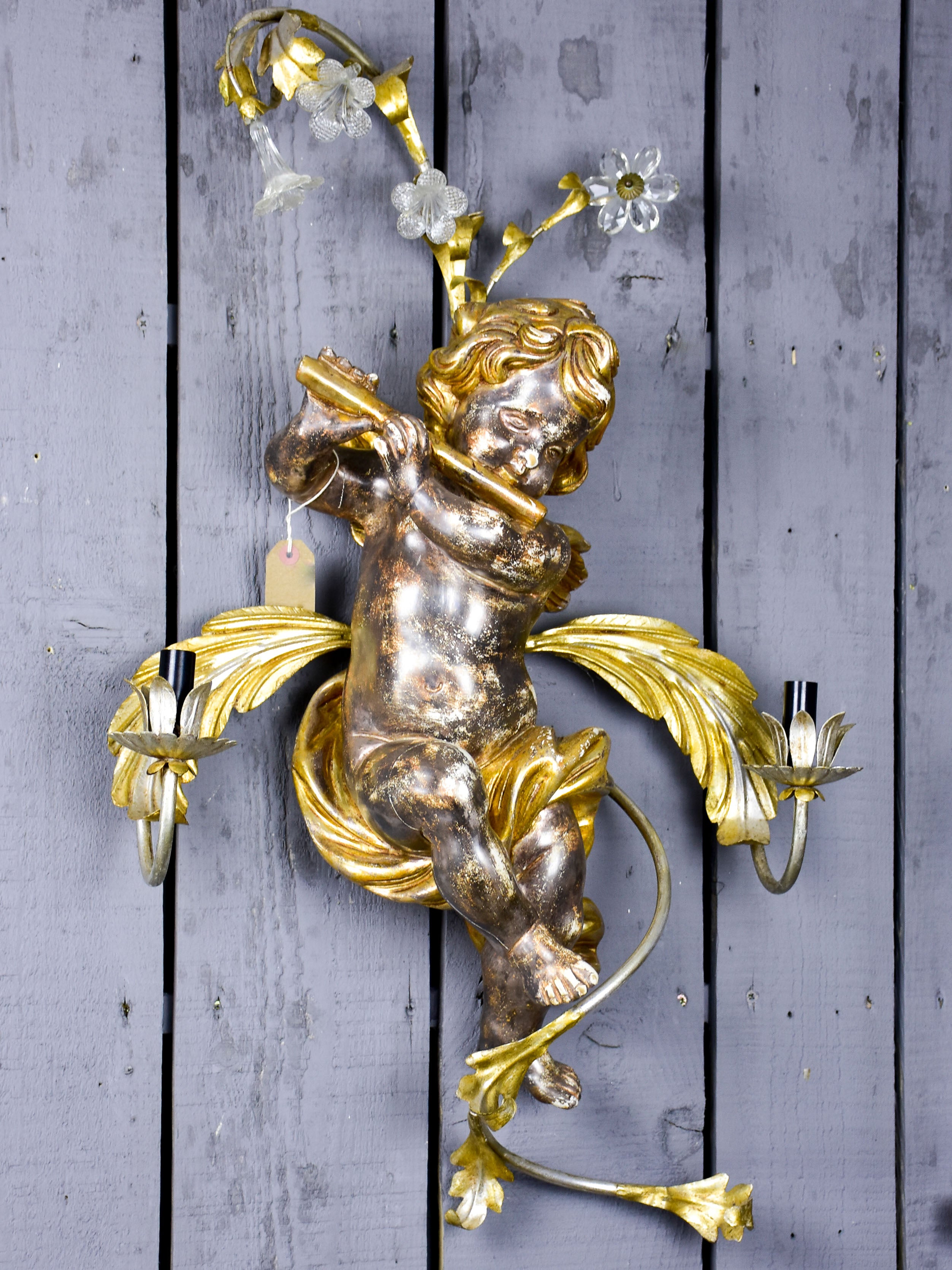 Pair of wall sconces - musical angels