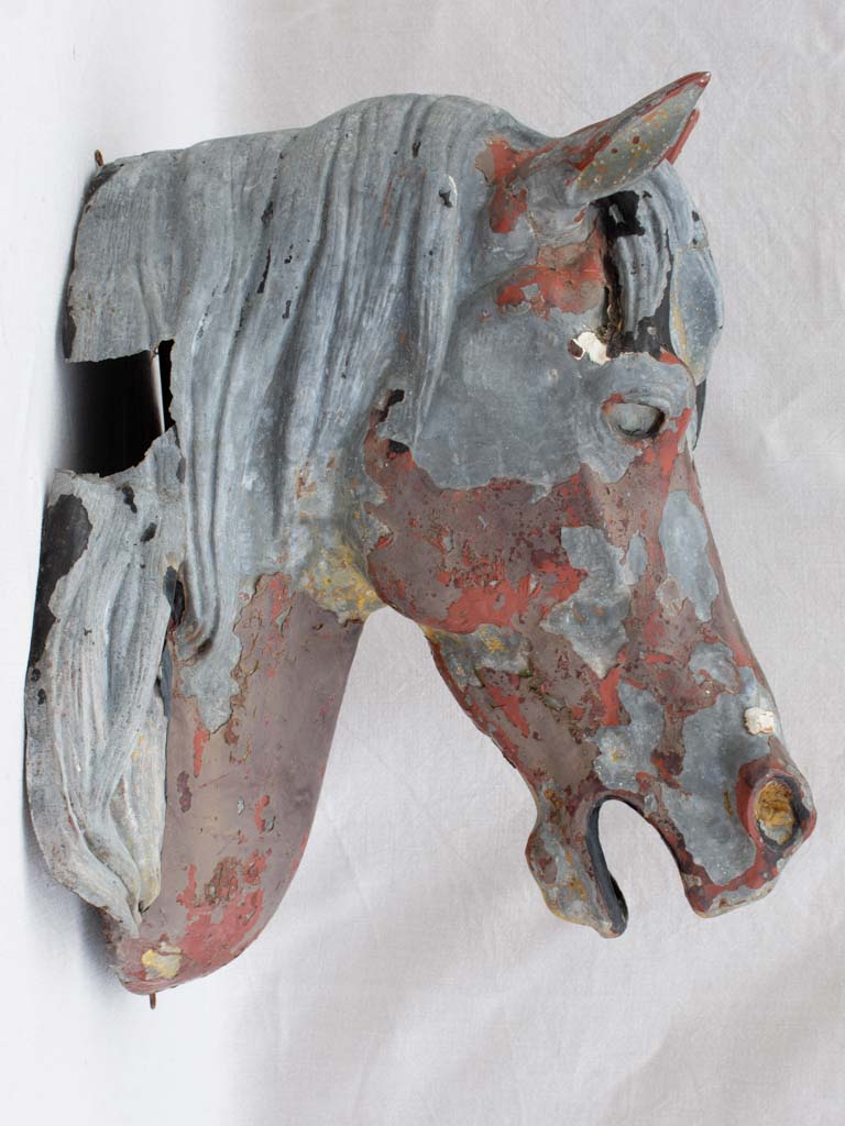 Very large rustic zinc horse head from stables