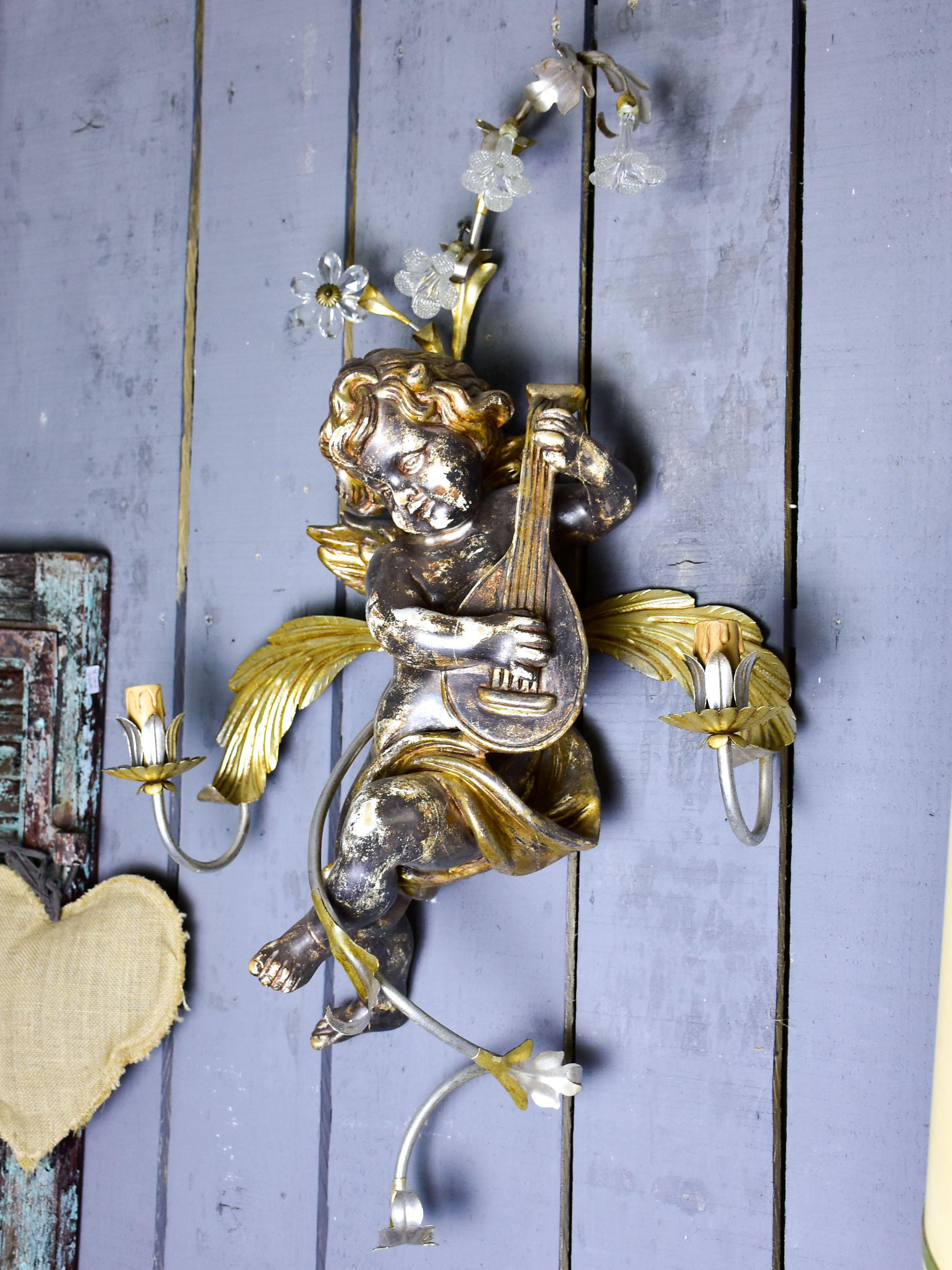 Pair of wall sconces - musical angels