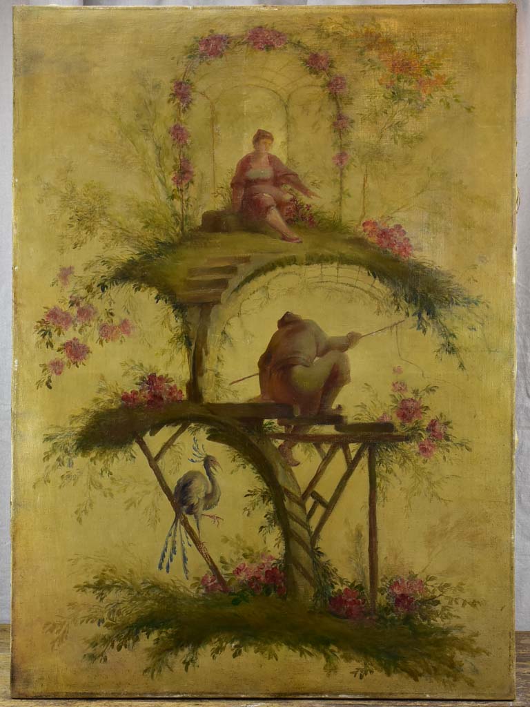 19th Century French oil on canvas - Chinoiserie style painting 37¾" x 27½"